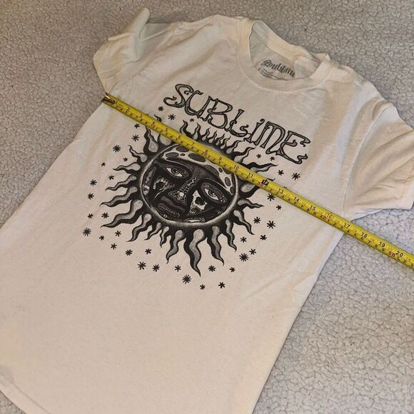 Sublime Unisex Cream Black Graphic Short Sleeve Shirt Size Small - Picture 7 of 9